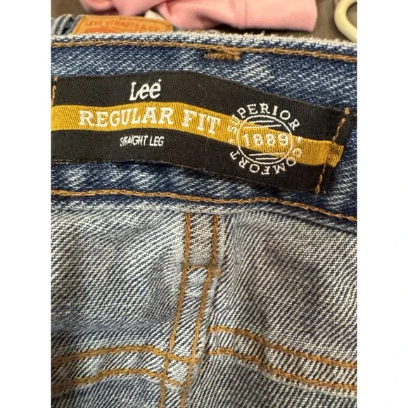 Lee Regular Fit Men's 38x32 Straight Leg Denim Blue Jeans 5 Pockets Fly Cotton - Picture 5 of 8